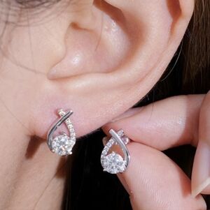 2 Carat Total Weight * Round Brilliant Moissanite Fishtail  Stud Earrings